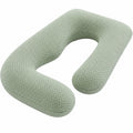 Cojín de embarazo en U 140 cm de tejido verde salvia con soporte corporal