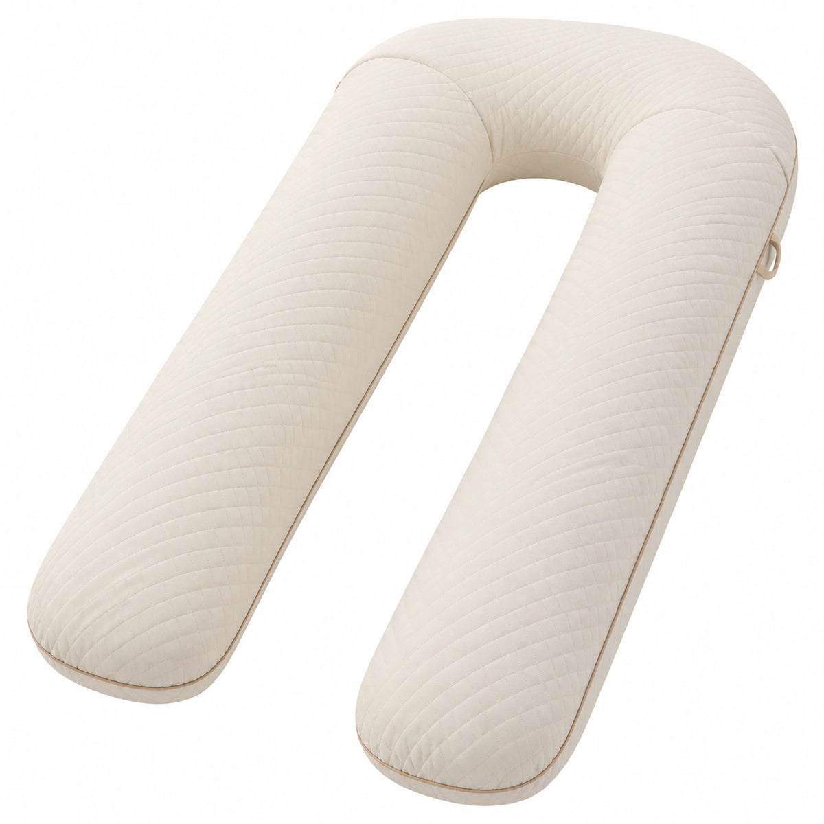 Almohada de embarazo en U 140 cm de tejido acolchado color crema para descanso y apoyo corporal