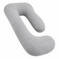 Almohada corporal en U 140 cm de tela gris para descanso con soporte envolvente