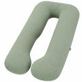 Almohada corporal en U 140 cm verde de tejido texturizado para descanso