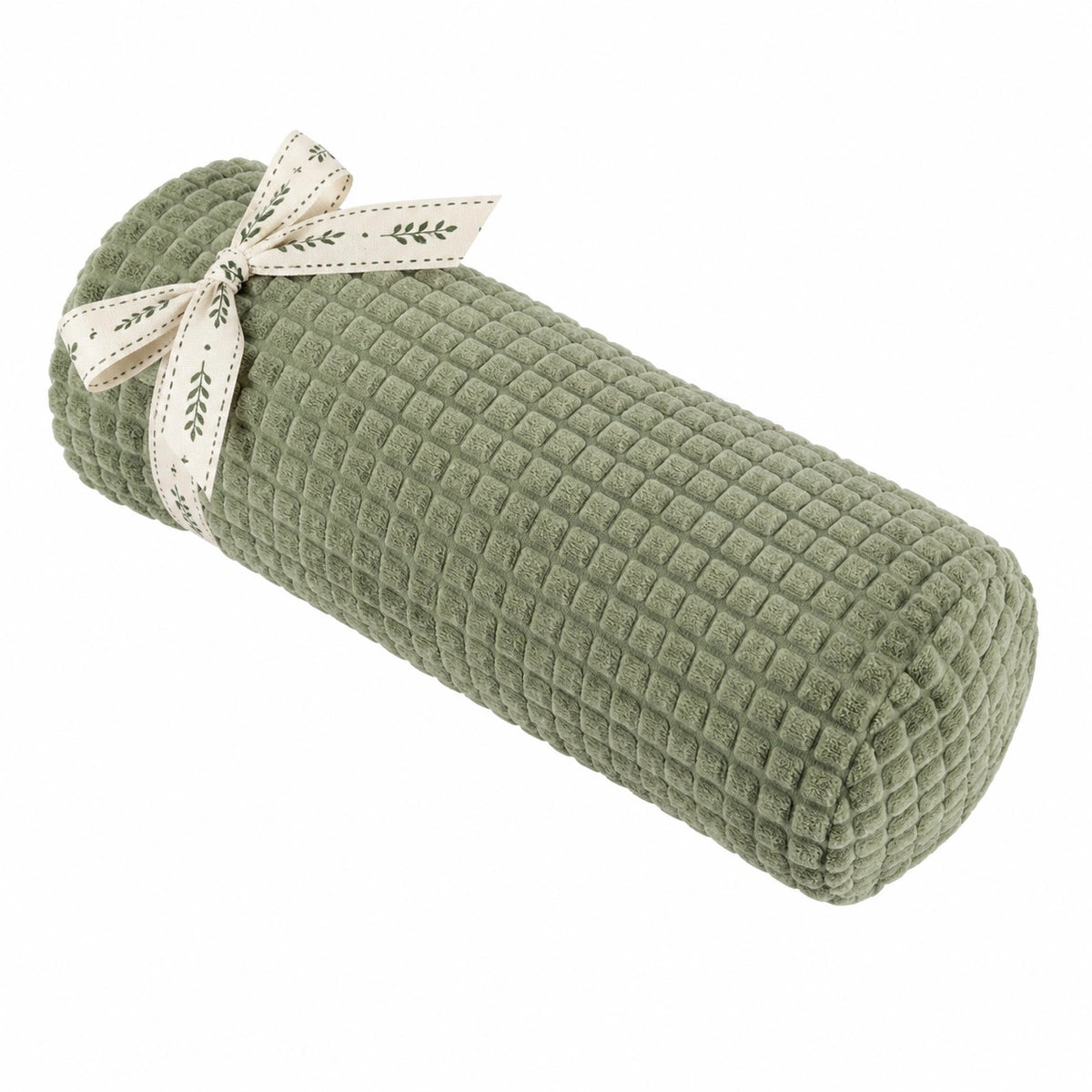 Cojín cilíndrico 15 x 40 cm de tejido verde texturizado - decorativo