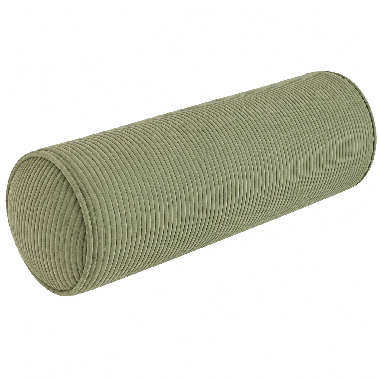 Cojín cilíndrico 20 x 60 cm de tejido acanalado verde para apoyo decorativo