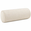Cojín cilíndrico 20 x 50 cm de tejido beige texturizado para apoyo decorativo