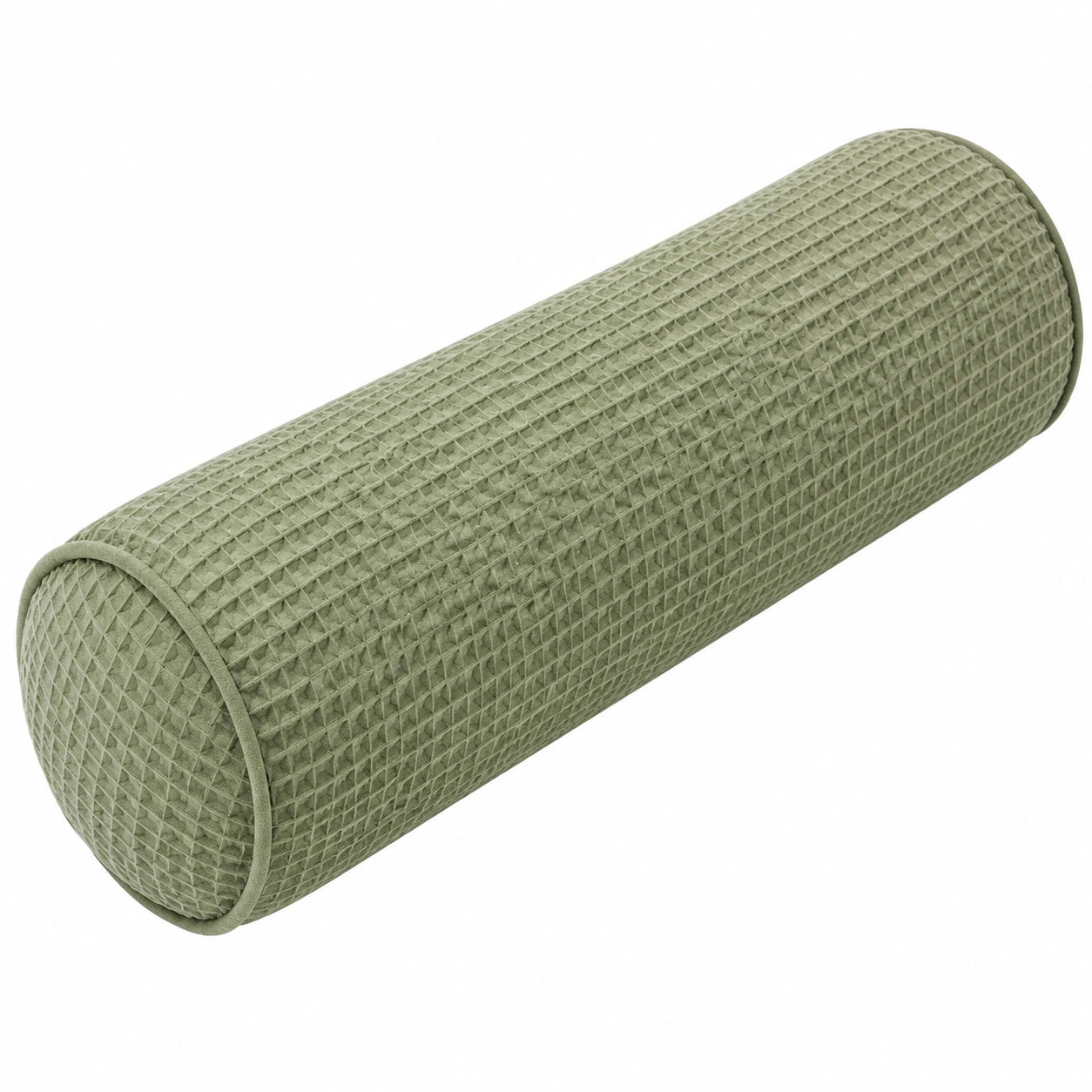 Cojín cilíndrico 15 x 50 cm de poliéster verde salvia acolchado decorativo
