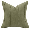 Cojín decorativo 45 x 45 cm de tela verde oliva con relieve tejido