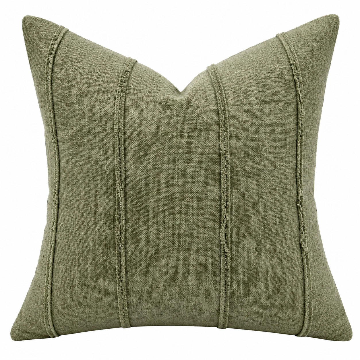 Cojín decorativo 45 x 45 cm de tela verde oliva con relieve tejido