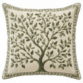 Cojín decorativo cuadrado 45 cm tejido beige verde estampado botánico clásico