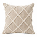 Cojín decorativo cuadrado 45 x 45 cm de tejido beige para sofá estilo bohemio