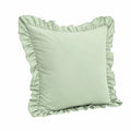 Cojín decorativo 45 x 45 cm de tejido sintético verde claro con volante