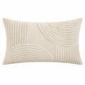 Cojín decorativo rectangular 50 x 30 cm beige de tejido texturizado con relieve