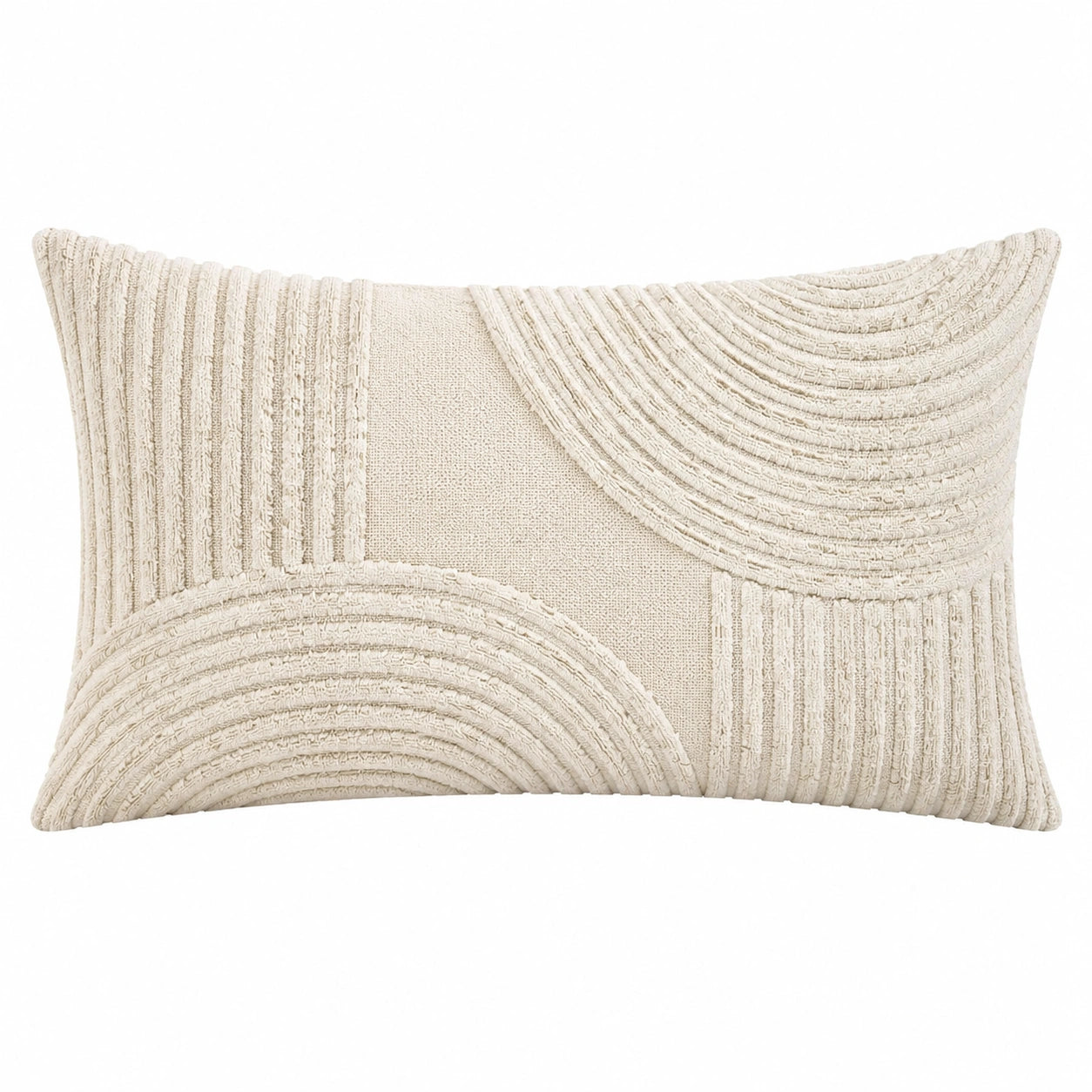 Cojín decorativo rectangular 50 x 30 cm beige de tejido texturizado con relieve