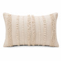 Cojín decorativo rectangular 50 x 30 cm beige de tejido con flecos estilo bohemio