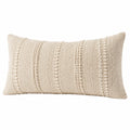 Cojín decorativo rectangular 50 x 30 cm beige de tejido texturizado con relieve estilo bohemio