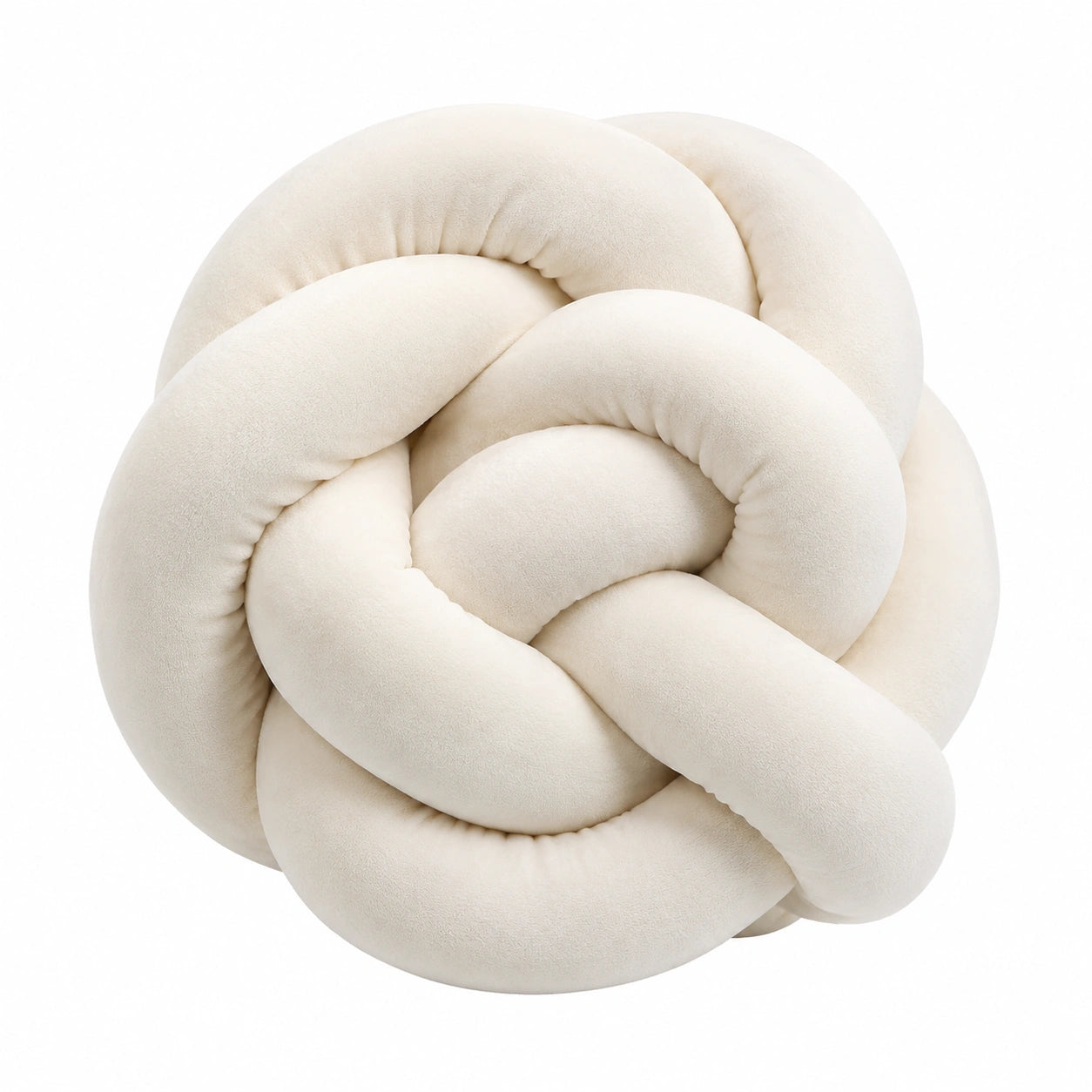 Cojín decorativo de nudo 30 cm en poliéster blanco crema suave