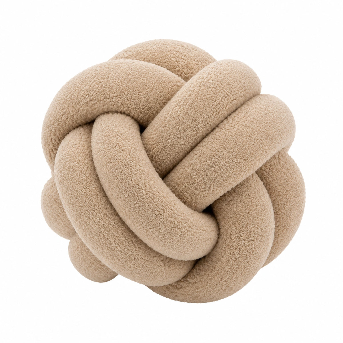 Cojín decorativo redondo 35 cm de tejido bouclé beige - suave y anudado