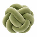 Cojín decorativo redondo 30 cm de felpa verde con diseño de nudo para sofá
