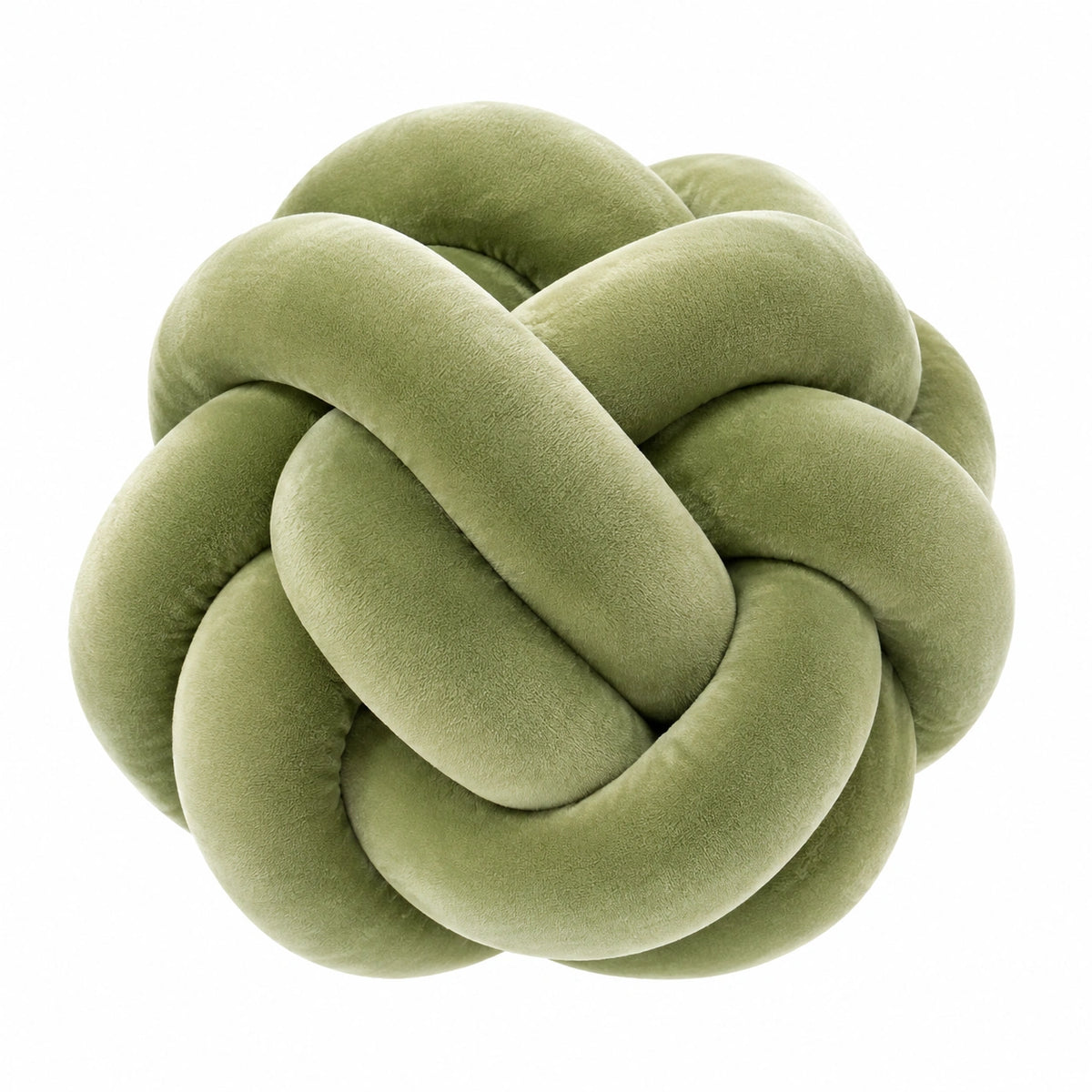 Cojín decorativo redondo 30 cm de felpa verde con diseño de nudo para sofá