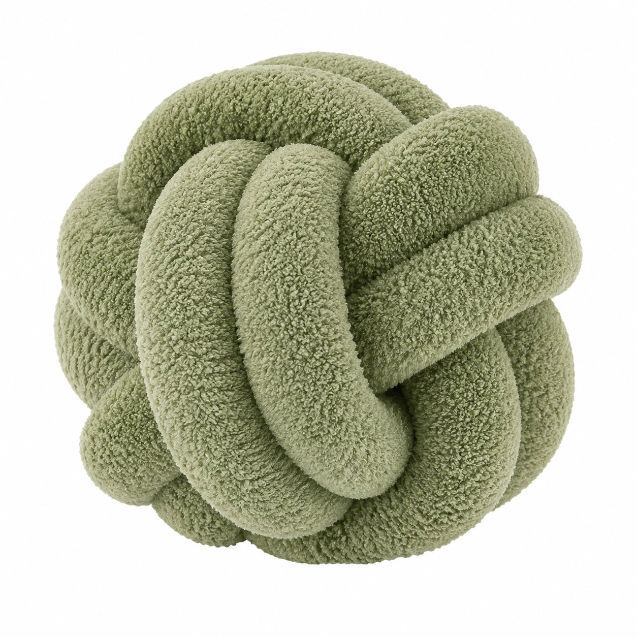 Cojín decorativo anudado 30 cm de tejido bouclé verde - suave y texturizado