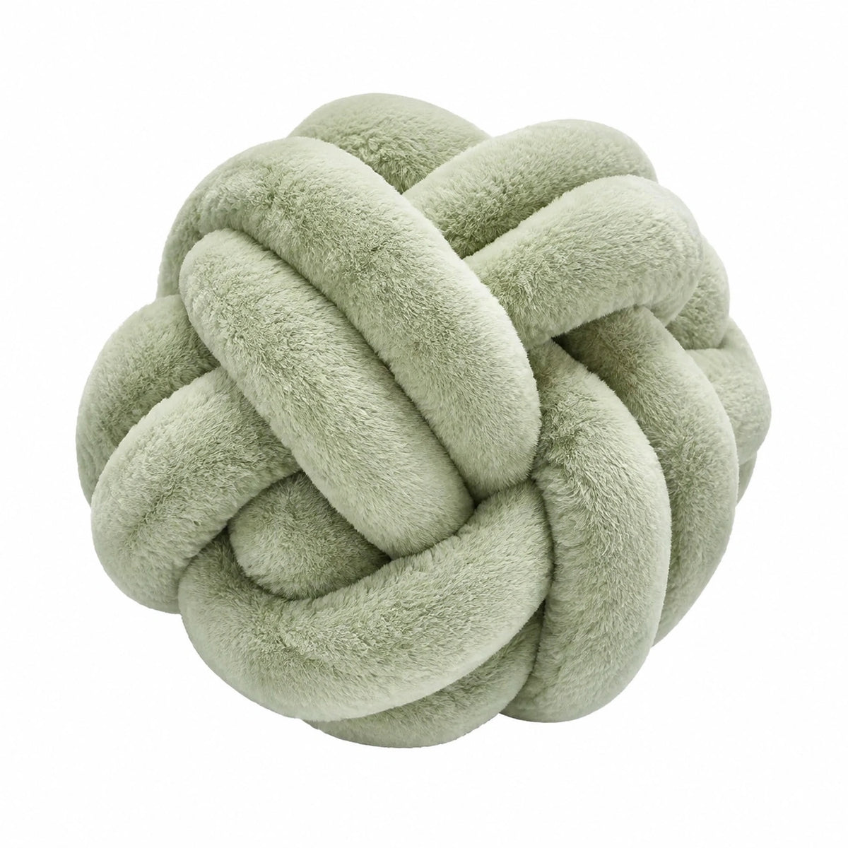 Cojín decorativo redondo 30 cm de tejido sintético verde claro anudado
