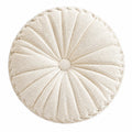 Cojín redondo 45 cm de tejido afelpado beige con pliegues decorativos