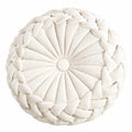 Cojín redondo 45 cm de tejido crema con trenzado decorativo