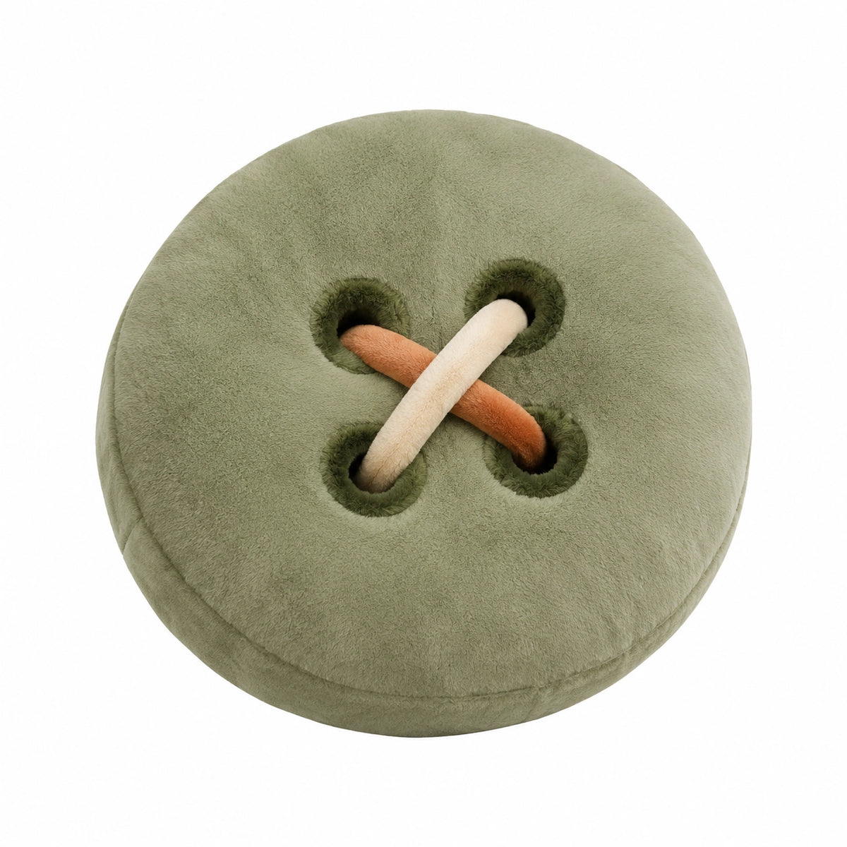 Cojín redondo 40 cm de tela suave verde - decorativo con detalle cruzado