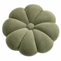 Cojín decorativo floral de 45 cm en pana verde con relieve