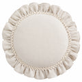 Cojín redondo 45 cm de tela beige con volante decorativo